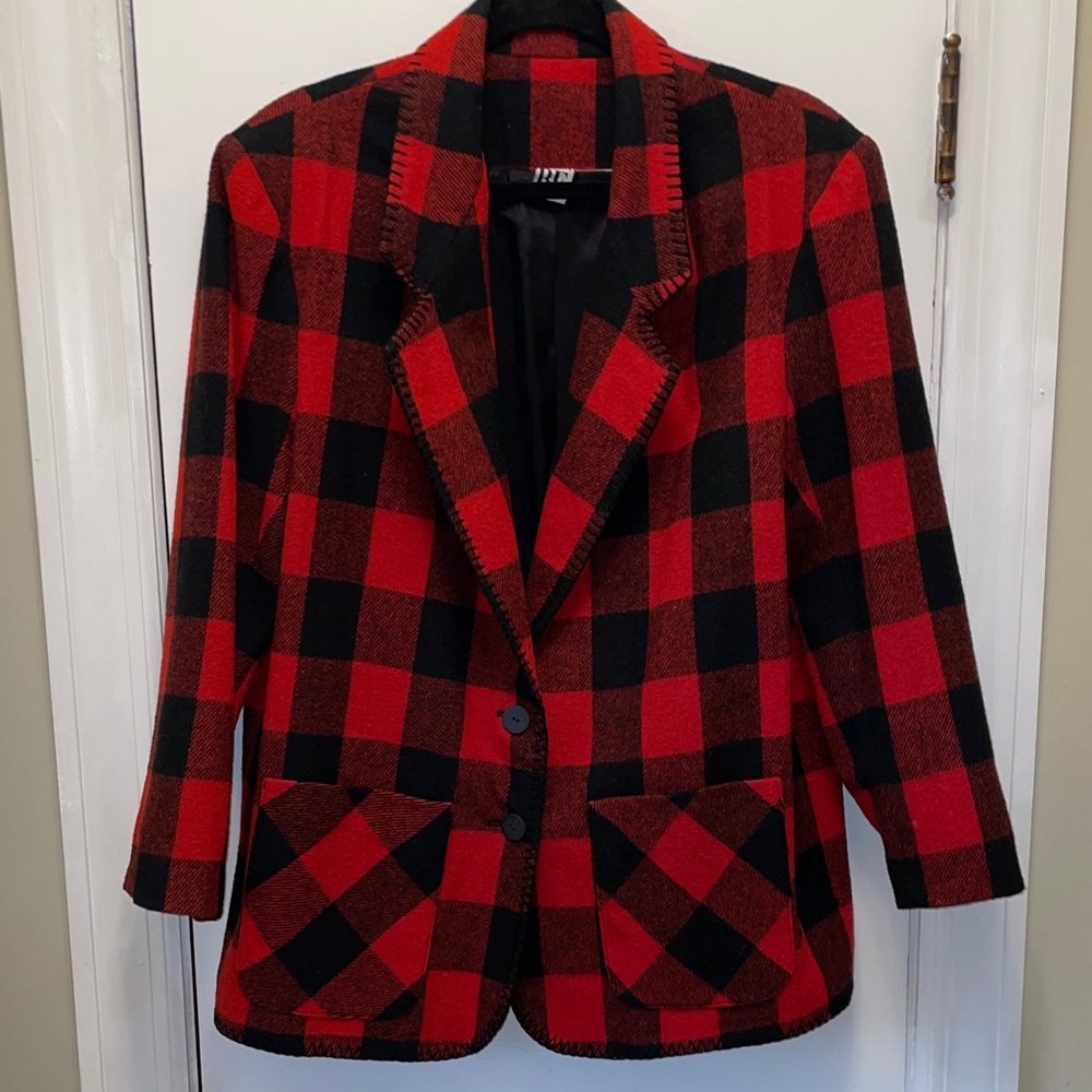 Cherry Red Plaid Women's Jacket